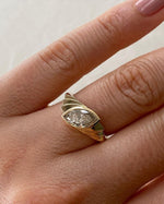 Load image into Gallery viewer, Art Deco Marquise Moissanite Engagement Ring: 14k Yellow Gold Bezel image 3