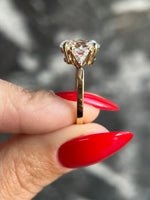 Load image into Gallery viewer, Oval 3.5 carat IGI Certified D Color VVS2 Clarity Lab Grown Diamond Three Stone Engagement Ring, Side Trillion Cut Diamonds 14k Yellow Gold image 3