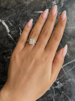Load image into Gallery viewer, D Color VVS1 Clarity Princess Cut 1.30 carat IGI Certified Lab Grown Diamond Halo Engagement Ring, Round Side Diamonds Handmade of 14k Gold image 4
