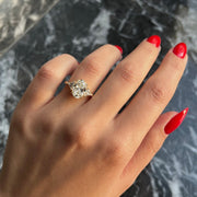 Oval 3.5 carat IGI Certified D Color VVS2 Clarity Lab Grown Diamond Three Stone Engagement Ring, Side Trillion Cut Diamonds 14k Yellow Gold image 2