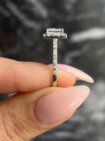 Load image into Gallery viewer, D Color VVS1 Clarity Princess Cut 1.30 carat IGI Certified Lab Grown Diamond Halo Engagement Ring, Round Side Diamonds Handmade of 14k Gold image 3