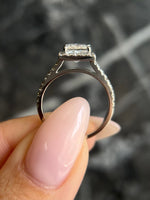 Load image into Gallery viewer, D Color VVS1 Clarity Princess Cut 1.30 carat IGI Certified Lab Grown Diamond Halo Engagement Ring, Round Side Diamonds Handmade of 14k Gold image 2