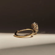 3ct Pear Shape Engagement Solitaire Moissanite Ring in 10k/14k/18k Solid Yellow Gold Plain Band, Hidden Halo Diamond Wedding Rings for Women image 2