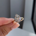 Load image into Gallery viewer, 3ct Pear Shape Engagement Solitaire Moissanite Ring in 10k/14k/18k Solid Yellow Gold Plain Band, Hidden Halo Diamond Wedding Rings for Women image 5