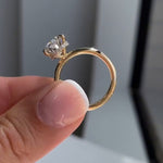 Load image into Gallery viewer, 3ct Pear Shape Engagement Solitaire Moissanite Ring in 10k/14k/18k Solid Yellow Gold Plain Band, Hidden Halo Diamond Wedding Rings for Women image 7