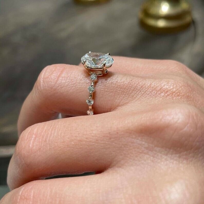 3.5ct Oval Moissanite Ring: 10kt Solid Gold Anniversary Ring image 3
