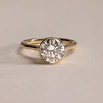 Load image into Gallery viewer, Minimalist 2.5 CT Round Cut Bezel Set Ring, Brilliant Round Cut Solitaire, 14k Solid Yellow Gold, Statement Ring, Gift For Bride, In Fashion image 1