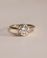 Minimalist 2.5 CT Round Cut Bezel Set Ring, Brilliant Round Cut Solitaire, 14k Solid Yellow Gold, Statement Ring, Gift For Bride, In Fashion image 1