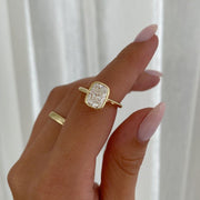 Elongated 2.52 CT Cushion Cut Moissanite Engagement Ring, Bezel Set Solitaire Wedding Ring, Delicate Bridal Ring, Anniversary Gifts/Ring image 1