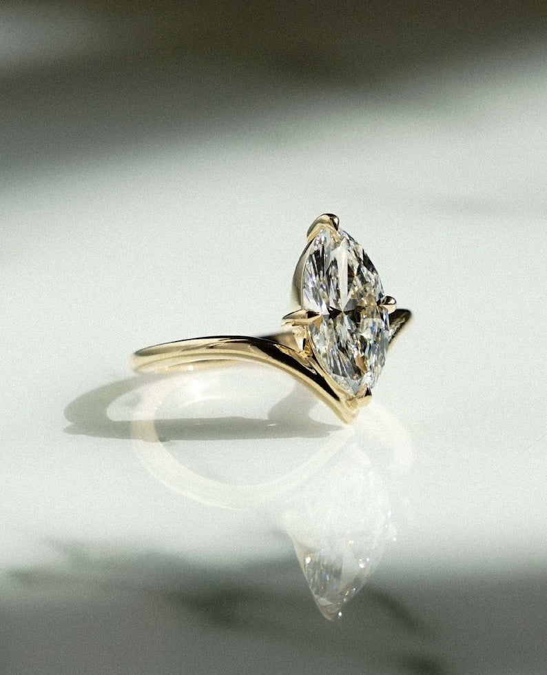 1.80 Ct Marquise Cut Moissanite Engagement Ring, Wedding Ring, Marquise Cut Ring, Elongated Marquise, Solitaire Luxury Ring for Her image 4