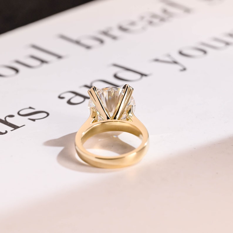 Solid Gold 3mm Band Round Moissanite Engagement Ring, Aniversary Gift for Her, RS-0327-6-A image 10