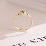 Load image into Gallery viewer, Solid Gold Pear Moissanite Engagement Ring with Bezel, Dainty Ring, RS-233 image 7
