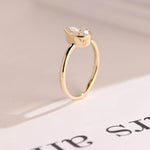 Load image into Gallery viewer, Solid Gold Pear Moissanite Engagement Ring with Bezel, Dainty Ring, RS-233 image 6