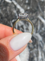 Load image into Gallery viewer, East to West Cushion Cut 2 Carat IGI Certified D Color VVS2 Clarity Lab Grown Diamond Solitaire Engagement Ring Handmade of Solid 14k Gold image 3