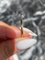 Load image into Gallery viewer, East to West Cushion Cut 2 Carat IGI Certified D Color VVS2 Clarity Lab Grown Diamond Solitaire Engagement Ring Handmade of Solid 14k Gold image 4