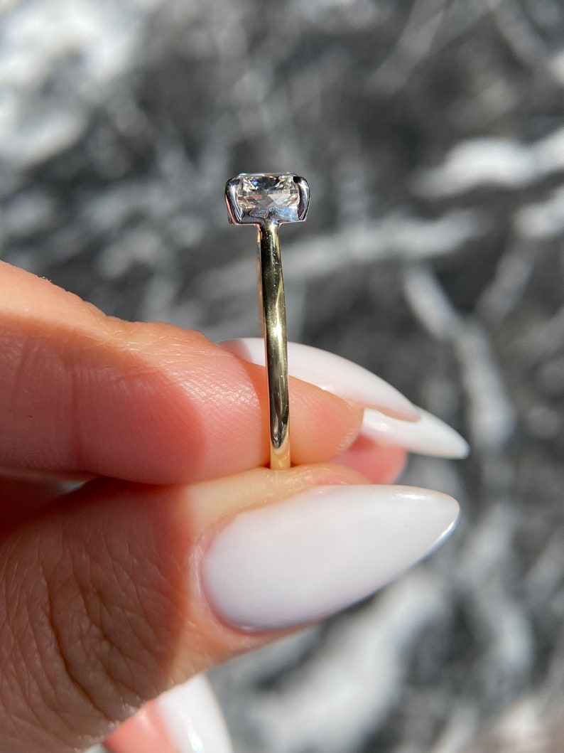 East to West Cushion Cut 2 Carat IGI Certified D Color VVS2 Clarity Lab Grown Diamond Solitaire Engagement Ring Handmade of Solid 14k Gold image 4