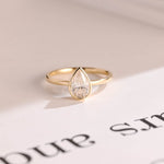 Load image into Gallery viewer, Solid Gold Pear Moissanite Engagement Ring with Bezel, Dainty Ring, RS-233 image 1