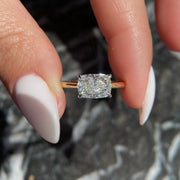 East to West Cushion Cut 2 Carat IGI Certified D Color VVS2 Clarity Lab Grown Diamond Solitaire Engagement Ring Handmade of Solid 14k Gold image 2