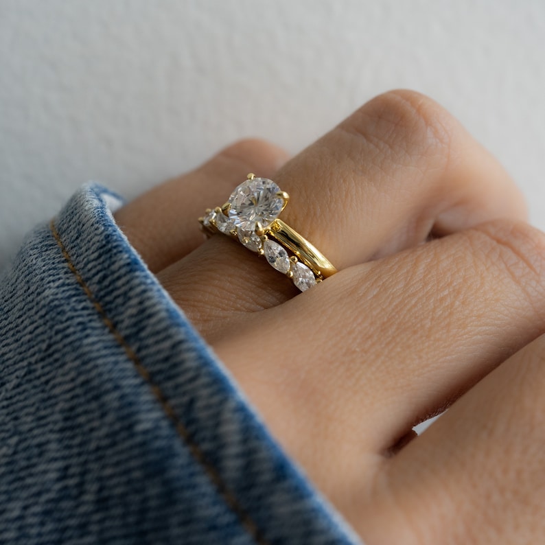 Round Solitaire Ring, Wedding Ring, Engagement Ring, Anniversary Ring, Diamond Ring, Cubic Zirconia Ring, Statement Ring, Gift for Wife image 5