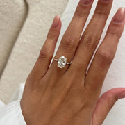 2 Carat Oval Lab Diamond E VVS2 Thin Engagement Ring / Minimalist Marquise Band Engagement Ring in 14k Yellow Gold / Dainty 2ct Oval Ring image 2
