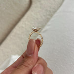 Load image into Gallery viewer, 2 Carat Oval Lab Diamond E VVS2 Thin Engagement Ring / Minimalist Marquise Band Engagement Ring in 14k Yellow Gold / Dainty 2ct Oval Ring image 3