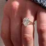 Load image into Gallery viewer, Large 3 carat Pear Shaped Moissanite Engagement Ring, 14k Gold Pear Cut Split Shank Engagement Wedding Ring Tear Drop Solitaire Diamond Ring image 8