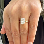 Load image into Gallery viewer, Oval Shape Moissanite Engagement Ring Solitaire Four Prong Set Bridal Wedding Ring For Her Minimalist Design 14k Solid Yellow Gold 3.00ct image 2