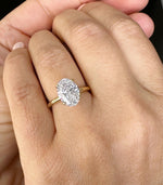 Load image into Gallery viewer, Oval Shape Moissanite Engagement Ring Solitaire Four Prong Set Bridal Wedding Ring For Her Minimalist Design 14k Solid Yellow Gold 3.00ct image 6