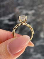 Load image into Gallery viewer, RARE D Color Emerald Cut 4.60 carat VVS2 Clarity IGI Certified Lab Grown Diamond Hidden Halo Engagement Ring, Side Marquise Cut 18K Gold image 3