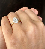 Load image into Gallery viewer, Oval Shape Moissanite Engagement Ring Solitaire Four Prong Set Bridal Wedding Ring For Her Minimalist Design 14k Solid Yellow Gold 3.00ct image 5