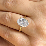 Load image into Gallery viewer, Oval Shape Moissanite Engagement Ring Solitaire Four Prong Set Bridal Wedding Ring For Her Minimalist Design 14k Solid Yellow Gold 3.00ct