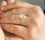 Load image into Gallery viewer, Oval Shape Moissanite Engagement Ring Solitaire Four Prong Set Bridal Wedding Ring For Her Minimalist Design 14k Solid Yellow Gold 3.00ct image 9