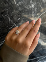 Load image into Gallery viewer, RARE D Color Emerald Cut 4.60 carat VVS2 Clarity IGI Certified Lab Grown Diamond Hidden Halo Engagement Ring, Side Marquise Cut 18K Gold image 2