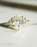 Load image into Gallery viewer, Three Stone 2.89 CT Pear Cut Moissanite Engagement Ring Anniversary Gift Three Stone Ring Christmas Gift For Her image 2