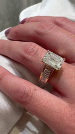 Load image into Gallery viewer, 4.00CT Moissanite Engagement Ring for her, Emerald Cut anniversary Ring in 14k Solid Gold, Emerald Solitaire Gold Promise Ring for women . image 3