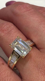 Load image into Gallery viewer, 4.00CT Moissanite Engagement Ring for her, Emerald Cut anniversary Ring in 14k Solid Gold, Emerald Solitaire Gold Promise Ring for women . image 8