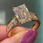 Load image into Gallery viewer, 4.00CT Moissanite Engagement Ring for her, Emerald Cut anniversary Ring in 14k Solid Gold, Emerald Solitaire Gold Promise Ring for women . image 1