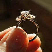 Three Stone 2.89 CT Pear Cut Moissanite Engagement Ring Anniversary Gift Three Stone Ring Christmas Gift For Her image 4