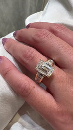 Load image into Gallery viewer, 4.00CT Moissanite Engagement Ring for her, Emerald Cut anniversary Ring in 14k Solid Gold, Emerald Solitaire Gold Promise Ring for women . image 2