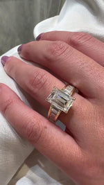 Load image into Gallery viewer, 4.00CT Moissanite Engagement Ring for her, Emerald Cut anniversary Ring in 14k Solid Gold, Emerald Solitaire Gold Promise Ring for women . image 4