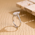 Load image into Gallery viewer, Solid Gold Marquise Cut Moissanite Engagement Ring, Half Pave Bridal Ring, Valentine's Day/ Anniversary/ Birthday Gift for Woman, Wife image 6