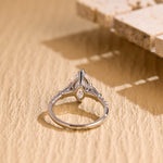 Load image into Gallery viewer, Solid Gold Marquise Cut Moissanite Engagement Ring, Half Pave Bridal Ring, Valentine's Day/ Anniversary/ Birthday Gift for Woman, Wife image 10