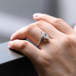 Load image into Gallery viewer, Solid Gold Marquise Cut Moissanite Engagement Ring, Half Pave Bridal Ring, Valentine's Day/ Anniversary/ Birthday Gift for Woman, Wife image 4