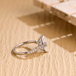Load image into Gallery viewer, Solid Gold Marquise Cut Moissanite Engagement Ring, Half Pave Bridal Ring, Valentine's Day/ Anniversary/ Birthday Gift for Woman, Wife image 9
