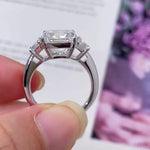 Load image into Gallery viewer, Asscher 5.40tcw Lab Diamond Ring | Trapezoid Side Stones | Three Stone | IGI Certified image 3