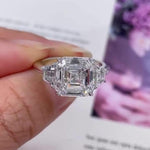 Load image into Gallery viewer, Asscher 5.40tcw Lab Diamond Ring | Trapezoid Side Stones | Three Stone | IGI Certified image 6