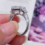 Load image into Gallery viewer, Asscher 5.40tcw Lab Diamond Ring | Trapezoid Side Stones | Three Stone | IGI Certified image 2