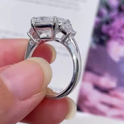 Asscher 5.40tcw Lab Diamond Ring | Trapezoid Side Stones | Three Stone | IGI Certified image 2