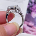 Load image into Gallery viewer, Asscher 5.40tcw Lab Diamond Ring | Trapezoid Side Stones | Three Stone | IGI Certified image 5