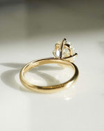 Load image into Gallery viewer, 3ct lab grown cushion solitaire diamond ring with a cathedral prong setting and polished straight shank. A stunning engagement ring or unique bridal ring for her—also perfect for special occasions like birthdays or anniversaries with meaningful style.
